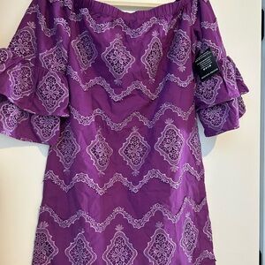 Boston Proper Purple Off-Shoulder Dress